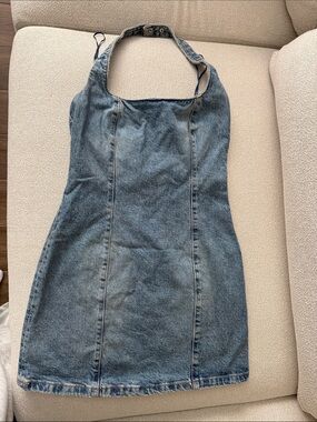 Zara Blue Denim Halter Mini Dress